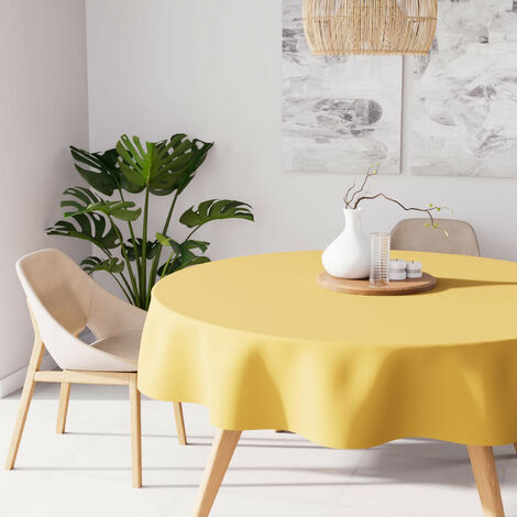 Nappe anti-tâches ronde 180 cm ALIX jaune radieux, par Soleil d'Ocre