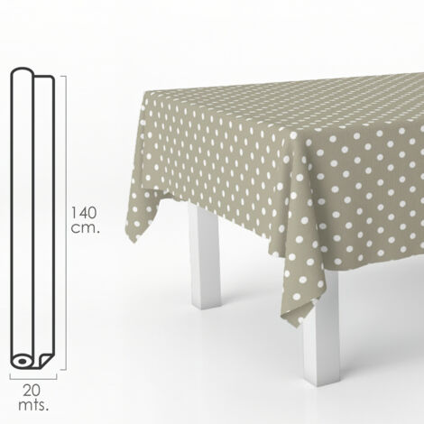 Nappe anti-taches Rouleau de toile cirée 140 cm. x 20 mètres. Pois beiges