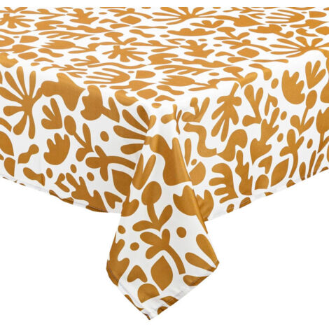 Nappe Antitache Imprimée "Jolan" 140x240cm Ocre