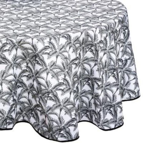 Nappe Antitache Imprimée "Palmier" 180cm Gris