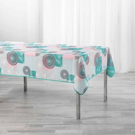 Nappe rectangulaire antitache 150x240 cm Rythmo rose