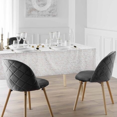 Nappe antitache rectangulaire 140x240 cm - Mikado or - Blanc
