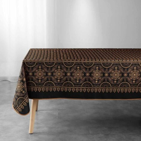 BRICOLINE NAPPE RECTANGLE 150 x 240 CM POLYESTER IMPRIME SHERINE NOIR