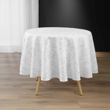 Nappe Antitache Ronde Imprimé "Lonigold" 180cm Blanc