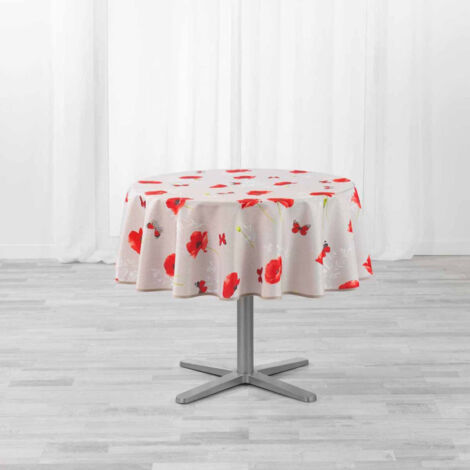Nappe Antitache Ronde "Sweet Poppy" 180cm Rouge