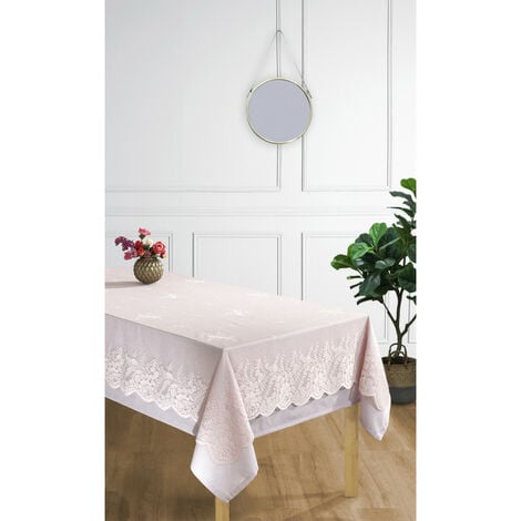 NIBLO Nappe de table - Décoration de table - Rose foncé - Ovale - 140 x 180  cm