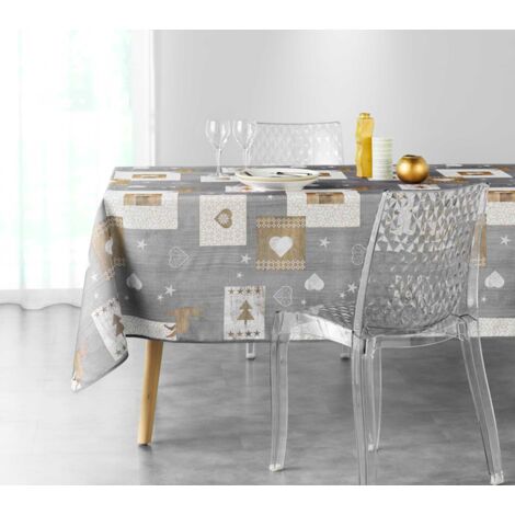 Nappe Augustin - Anti Taches 240 x 150 cm - Nappe imperméable - Résistante et Lavable en Machine - Gris - 240x150cm