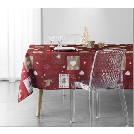 Nappe de Noël Rectangle - Tissu Antitache / Imperméable – Père Noël Blanc –  Différentes tailles - 150x240.