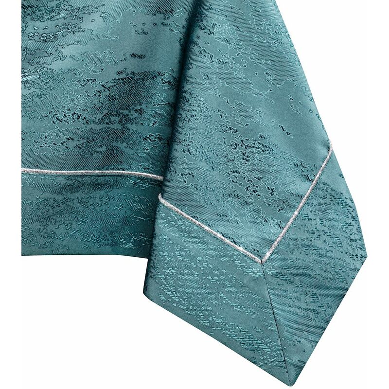 nappe avec coin lettre et bordure, turquoise, 140 x 450 cm - sarcelle