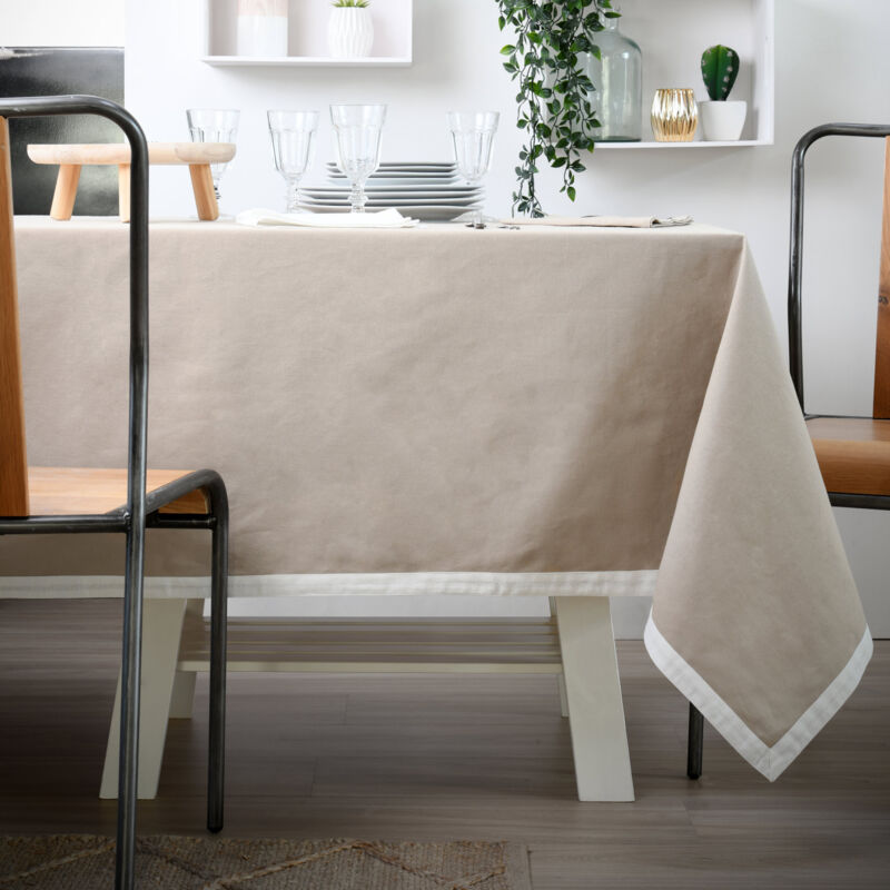 Nappe bicolore réversible Beige 140x240 cm