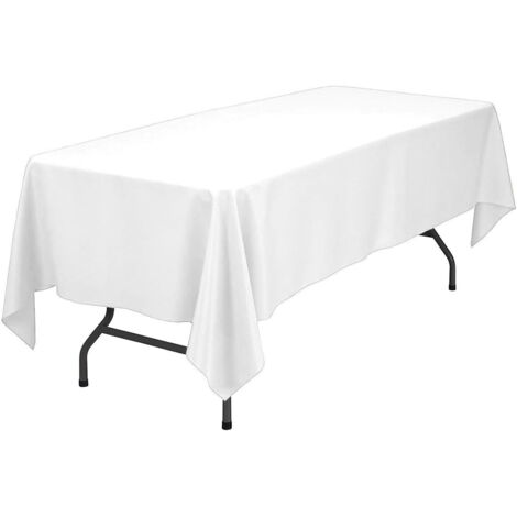 Nappe blanche 100 x 160 cm en polyester résistant aux taches et aux plis, lavable