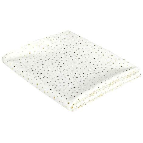 Nappe Blanche Motifs Etoiles Dorés 140x250cm