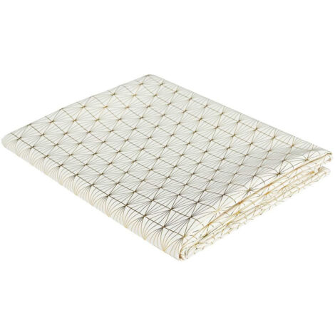 Nappe Blanche Motifs Géométriques Dorés 140x250cm