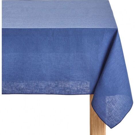 Nappe bleu en tissu lin et coton rectangulaire 170x300 - Lucciana 9680