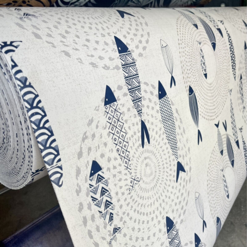 Nappe Bulgomme imprimée Poissons - Au mètre - 250 x 140 cm .