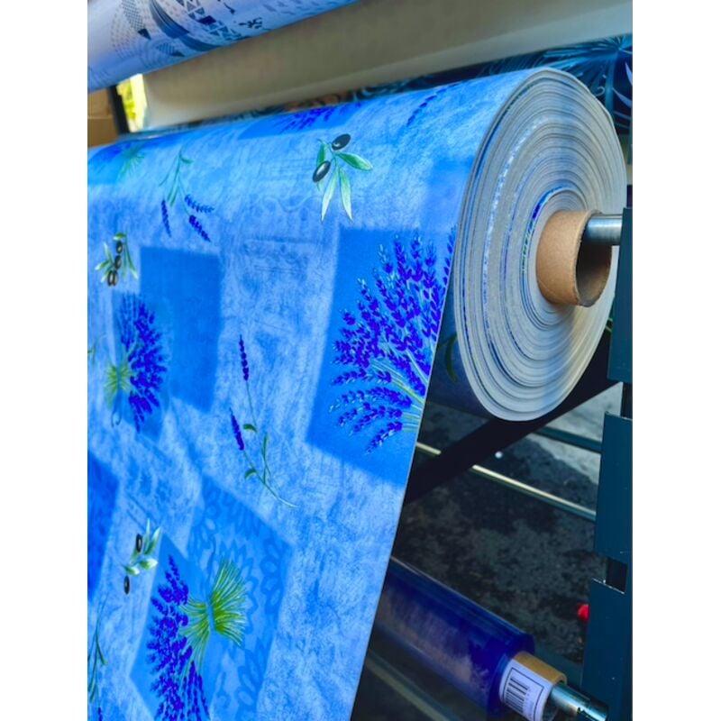 Promo Linge - Nappe Bulgomme Imprimée Provençale - Au mètre - 280 x 140 cm - bleu .