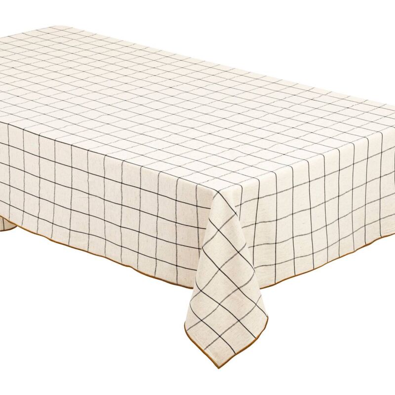 Atmosphera - Nappe carreaux Helu coton beige et noir 150x250cm créateur d'intérieur