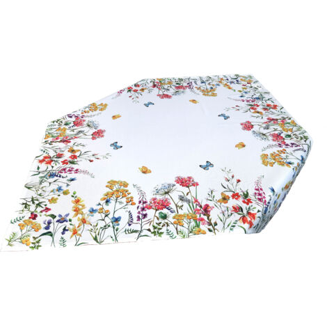 Nappe carrée blanche à fleurs colorées 85x85 cm, décorative