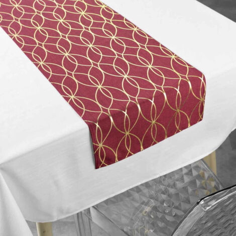 Nappe & Chemin de Table "Elipsa" 140x250cm Blanc & Rouge