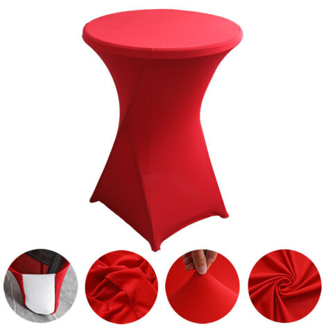 Nappe cocktail extensible, idéale pour les mariages, banquets et fêtes (diamètre 76,20 cm - 81,28 cm x hauteur 106,68 cm), 2 pièces, nappe (table non incluse) - rouge vif.