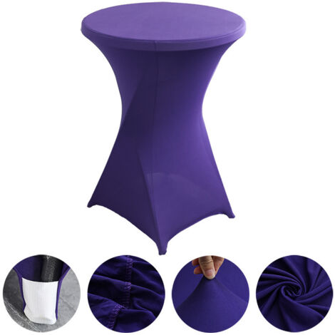 Nappe cocktail extensible, idéale pour les mariages, banquets et fêtes (diamètre 76,20 cm - 81,28 cm x hauteur 106,68 cm), 2 pièces, nappe (table non incluse) - violet foncé.
