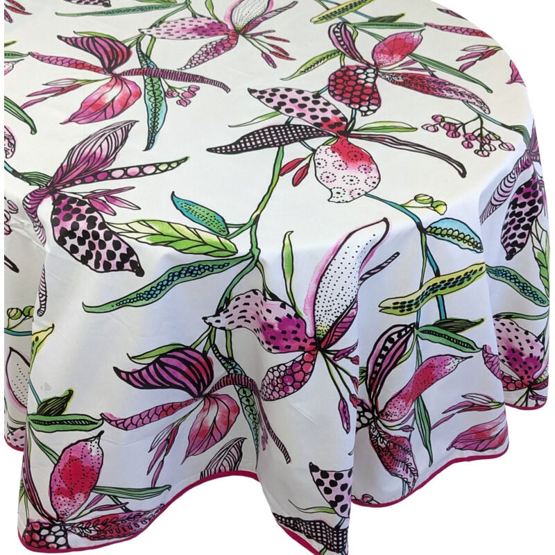 Linnea - Nappe coton enduite paradis Ovale 170x240 cm