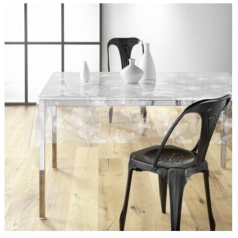 Nappe cristal rectangle 140 x 240 cm pvc imprime 14/100e danela Blanc