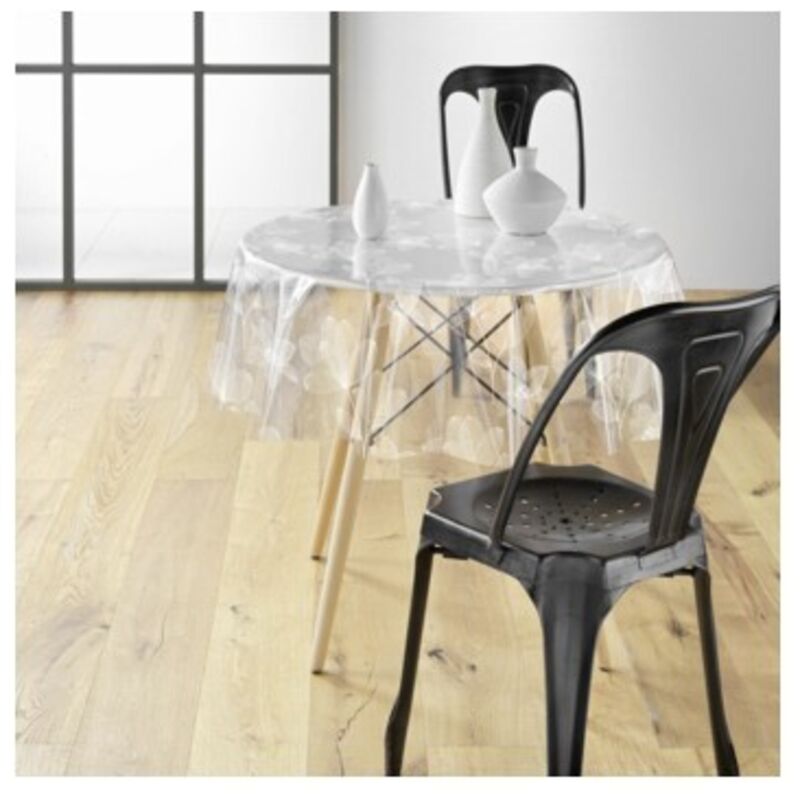 Nappe cristal ronde (0) 140 cm pvc imprime 14/100e danela Blanc