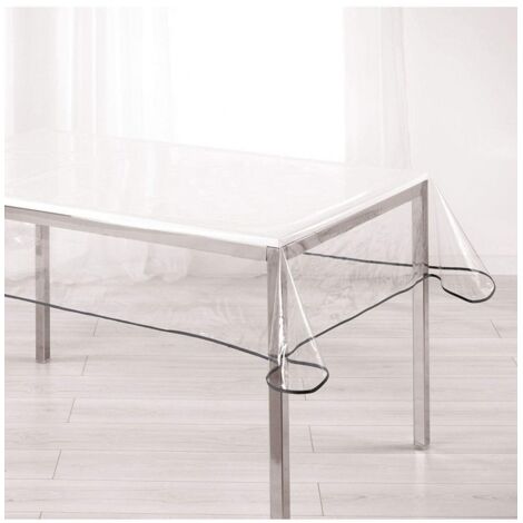 Nappe cristal rectangle en PVC 140 x 240 cm – Couleur anthracite – Imperméable et antitache – Entretien facile avec éponge