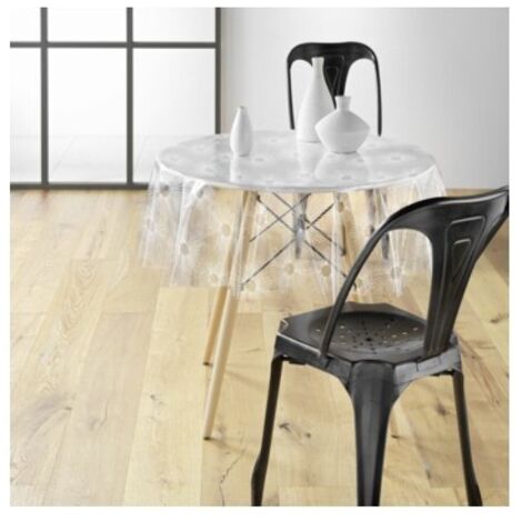 Nappe cristal ronde (0) 140 cm pvc imprime 14/100e soleil Sans