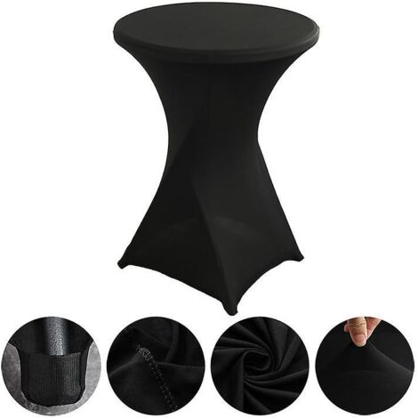 nappe De Cocktail D'angle Carre Extensible Noire 80x110cm, Table Haute Noire, Nappe De Cocktail Ronde Pour Table De Banquet De Cocktail De Mariage
