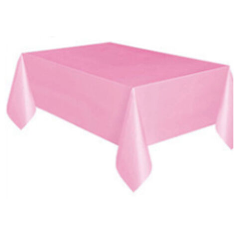 Nappe de couleur unie en plastique jetable PE nappe ronde rectangulaire anti-taches d'huile fête d'hôtel à la maison(Rose)