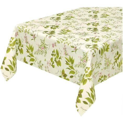 Nappe de Cuisine Anti-taches Plastifiée Dos en Peluche Cirée Herbes Nature - 120x200 cm