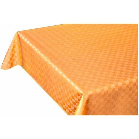 Nappe de Cuisine AntiTaches Bordée Coton Résine Doux Carrés Orange - 140x140 cm
