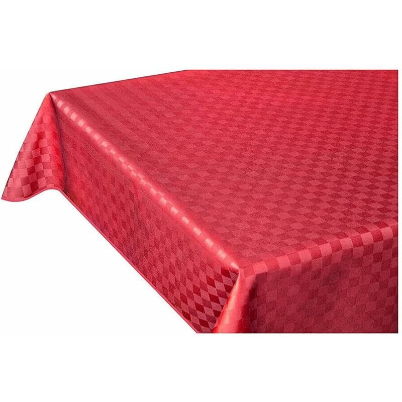 Emmevi Mv S.p.a. - Nappe de Cuisine AntiTaches Bordée Coton Résine Doux Carrés Rouge - 140x240 cm
