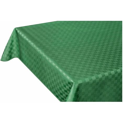 Nappe de Cuisine AntiTaches Bordée Coton Résine Doux Carrés Vert - 140x140 cm