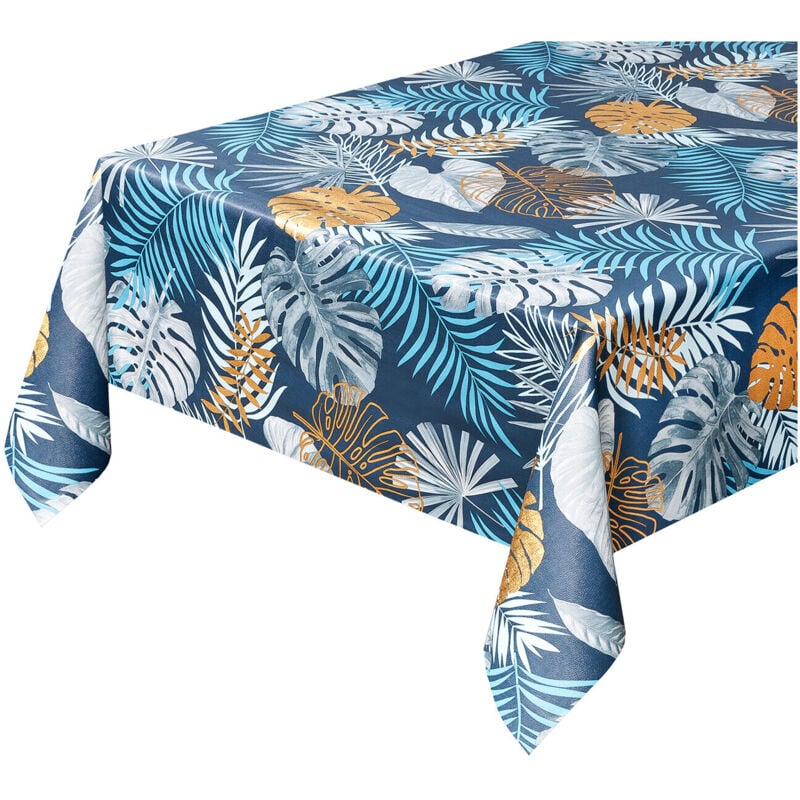 Emmevi Mv S.p.a. - Nappe de Cuisine AntiTaches Métallisé Table Maison Décoré Palmiers Tropicaux Dis a - 140x260 Cm