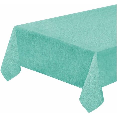Nappe de Cuisine AntiTaches Plastifié Bordée Couverture de Table Couleur Unie Pastel Turquoise - 120x160 cm