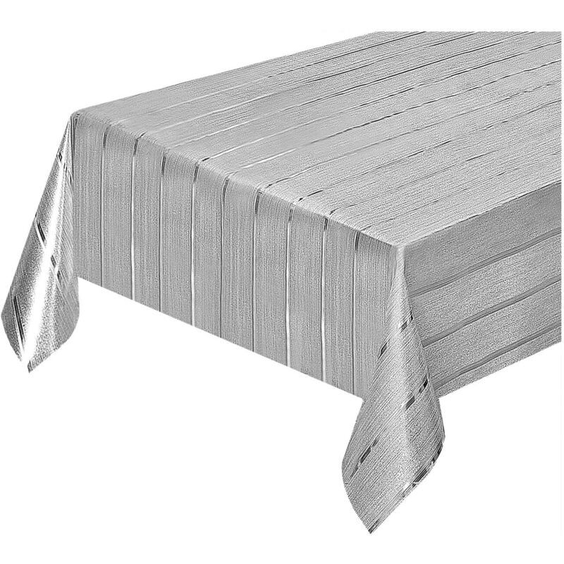 Nappe de Cuisine AntiTaches PVC Métallisé Gris Brillant Table Maison Décoré Des A - 140x200 Cm
