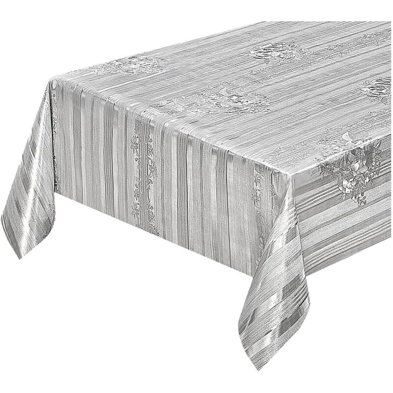 Emmevi Mv S.p.a. - Nappe de Cuisine AntiTaches pvc Métallisé Gris Brillant Table Maison Décoré Des b - 140x160 Cm