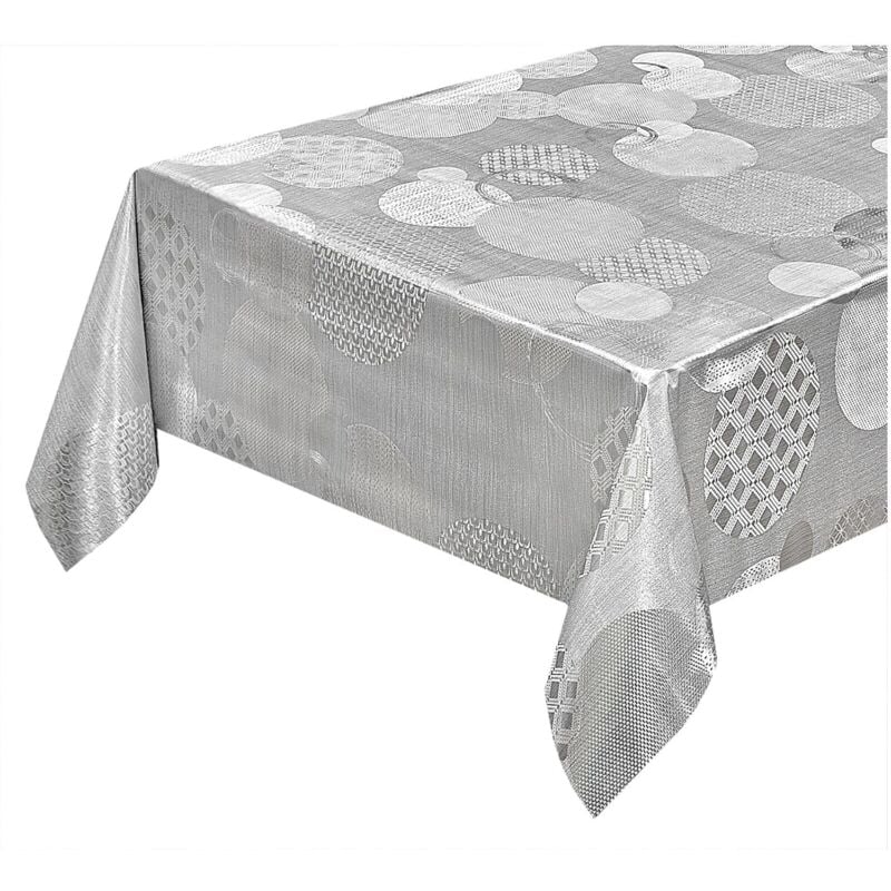 Emmevi Mv S.p.a. - Nappe de Cuisine AntiTaches pvc Métallisé Gris Brillant Table Maison Décoré Des c - 140x300 Cm