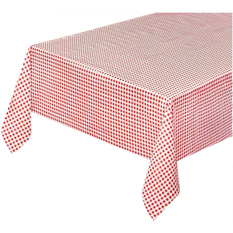 Emmevi Mv S.p.a. - Nappe de Cuisine AntiTaches Tissu Ciré Plastifié Housse de Table Carrés Rouge - 140x160 Cm