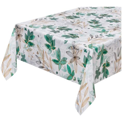 Nappe de Cuisine Cirée Plastifiée Résistante Aux Taches Moderne Fleurs Stylisées - 140x200 Cm