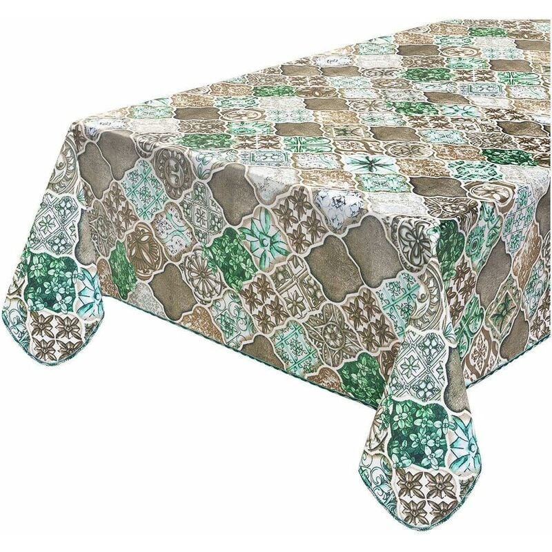 Nappe de cuisine AntiTaches Bordée Couverture de table En coton plastifiè Majolique Gothique - Rond diamètre 155 cm