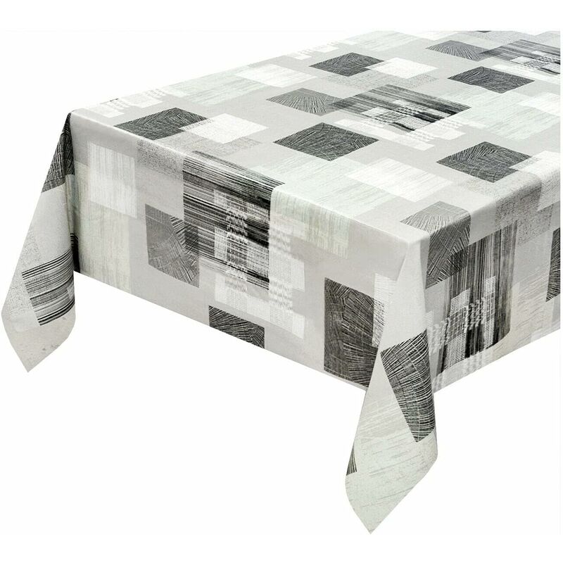 Nappe de Cuisine AntiTaches Moderne Tissu Ciré Plastifié Housse de Table de Protection - 140x220 cm