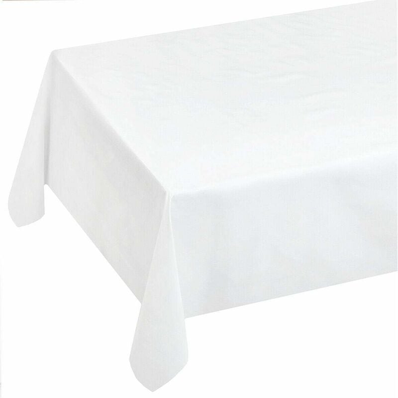 Nappe de Cuisine AntiTaches Moderne Tissu Ciré Plastifié Housse de Table de Protection Blanc neutre - 140x240 cm