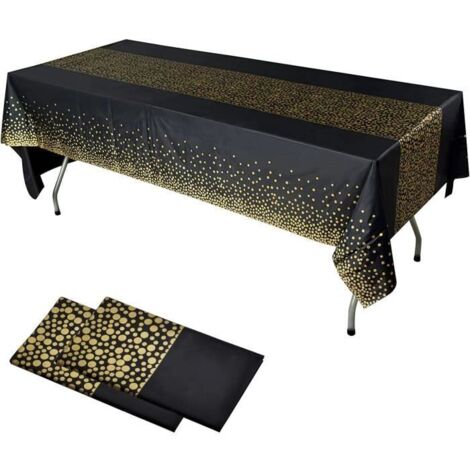 Nappe de Fête - 2 pièces - Noir et Or - 137 x 274 cm - Jetable