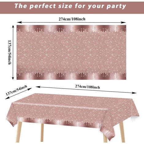 Nappe de fête Nappe en or rose Articles de fête Nappe d'intérieur 137 274cm 3pcs