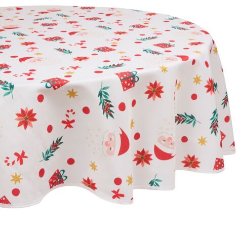 Nappe de Fêtes anti tâche décor Père Noël D 180 cm - Feeric Christmas