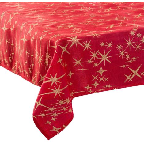 Nappe de Fêtes Canevas Rouge & Etoiles pailletées 140 x 360 cm - Feeric Christmas
